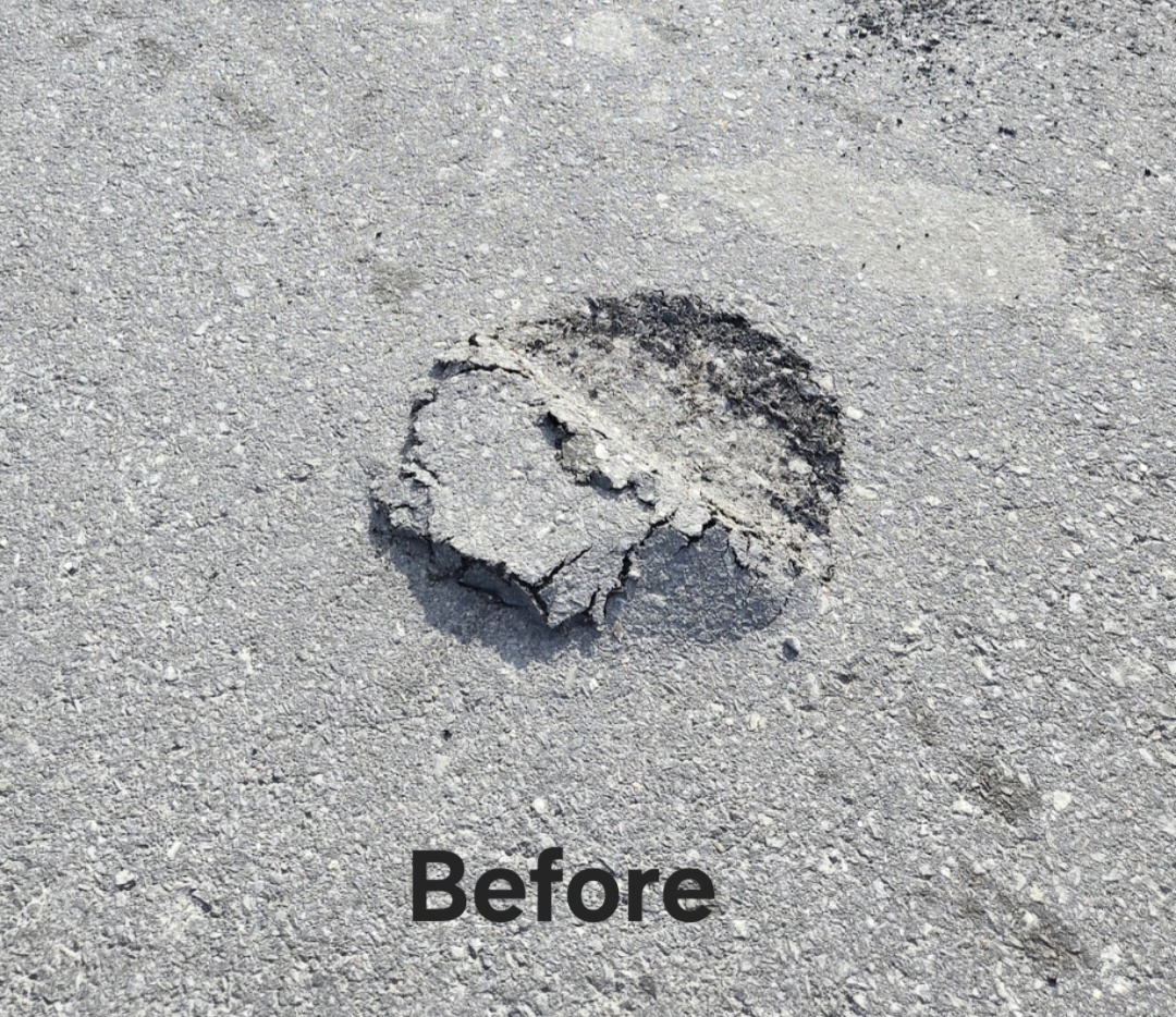 Asphalt damage before repair