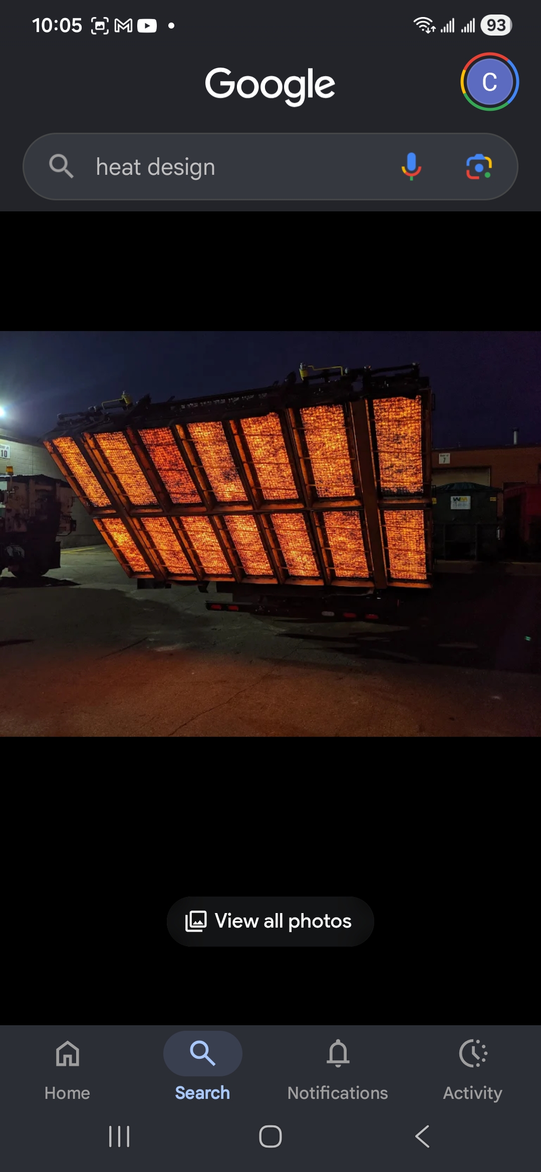 HDE infrared heater panel at night